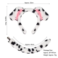 Plush dalmatian dog ear headband and tail set with black spots and pink inner ear detail - Spotted / 2-Piece Set