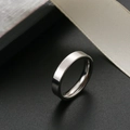 Minimalist silver polished stainless steel plain band ring for women in sleek finish - Size 5 / Steel Color Flat Band