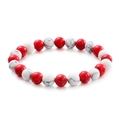 Bracciale elastico alla moda con perle in pietra naturale rosse e bianche da 8 mm - Turchese Bianco + Turchese Rosso