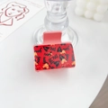 Matte pink square hair claw clip with red heart patterns and romantic you me text - Burning Heart - Square
