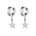 Orecchini a cerchio simmetrici in acciaio inox argento con pendenti a forma di stella - Cerchio (Singolo) / Argento