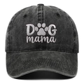 Casquette de baseball en coton délavé gris foncé avec broderie blanche DOG mama - Noir / Taille unique