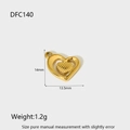 Golden heart pendant size chart with detailed dimensions 14mm height and 1.2g weight - DFC140-Double Nested Heart