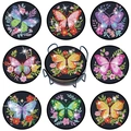 8er-Set Schmetterlings-Diamant-Malerei-Untersetzer mit bunten Strasssteinen und Halter - Schmetterlings-Serie (Mit Untersetzern und Halter)(BD001)
