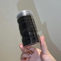 Black high-elasticity seamless hair ties set in a clear plastic storage bottle - 10 Pieces in Jar / Solid Black