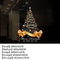 Golden Christmas tree bow window sticker in various sizes with static cling material - Gold Bow Christmas Tree (SDUV-186) / Small