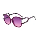 Fashionable round sunglasses featuring translucent purple frames and gradient violet lenses - C8 Purple
