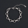 Detail of silver stainless steel chain bracelet with K18 engraving and lobster clasp - Three-Line Ring Style (Style 2) / Silver