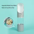 Portable pet water and food dispenser in grey and white finish for outdoor dog travel use - Gray and White Water & Food Style / With Rabbit Ear Decoration