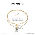 Detailed parameter view of gold stainless steel layered necklace with palm tree pendants - Dolphin Round Tag Double Layer Style (KN292149-SXSJ)
