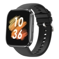 Reloj inteligente negro con pantalla cuadrada y correa de silicona sobre fondo blanco - Negro