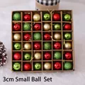 Set of 36 red, green, and gold 3cm Christmas ball ornaments in matte and glitter finishes - Set of 36 / Red Green Gold Mix (104A)