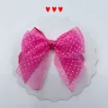 Pink polka dot organza bow decoration for hair accessories and gift box styling - 300pcs / Rose Red