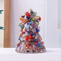 Christmas tree resin ornament with colorful natural crystal chips and gold foil - Rainbow Crystal