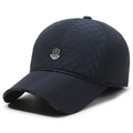 Navy blue winter baseball cap with quilted diamond stitching and ear protection - Adjustable / Navy Blue