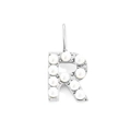 Silver letter R pendant charm with white pearls for DIY jewelry making - Letter R / Steel