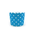 Blue cupcake liner with white polka dots and scalloped edges for baking muffins - Blue Polka Dot