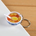Mini ciondolo a forma di ciotola in porcellana con zuppa di dessert in resina arancione - Zuppa di arancia e ananas