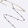Gunmetal beaded eyewear chain with anti-slip silicone loops for fashion glasses - Black
