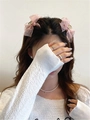 Pair of pink mesh bow hair clips with golden claws for a cute Japanese style - Pink