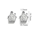 Makro-Detail des hausförmigen Silberanhängers mit Maßen 14,5 mm x 10,5 mm aus Edelstahl - Haus-Silber