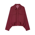 Veste bomber pour femme bordeaux avec ourlet plissé élégant et style utilitaire - XS / Rouge Foncé