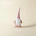 Pink striped lighted Christmas gnome doll decor with white beard and gold star star - Gnome with Wood Tray Base