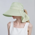 Light green wide brim sun hat with ponytail hole and neck protection for women - Vitality Green