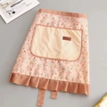 Pink floral daisy apron with ruffle hem and functional pocket for kitchen use - Floral Half-Body Apron-Towel Pocket Pink