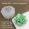 Detail of 3D succulent cactus silicone mold with dimensions 7.2x7.1x4.1cm for DIY candles - Model 6991 / Translucent