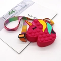 Unicorn pop-it silicone shoulder bag in rose red with a rainbow adjustable strap - Rose Red