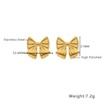Boucles d'oreilles nœud en acier inoxydable plaqué or avec finition polie de 21 mm - Style Texturé de Noeud (E367)