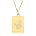 18k gold plated Capricorn zodiac pendant necklace with rectangular square charm - Capricorn
