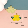 Yellow flower enamel pendant 28mm with golden finish for DIY jewelry necklaces - 18 Lily