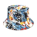 Détail d'un bob avec imprimé graffiti coloré et typographie street sur tissu blanc - M(56-58cm) / Lettres de Graffiti Colorées (6#)