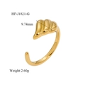 Détail montrant la largeur de 9,74 mm et le poids de 2,60 g de la bague croissant - Croissant Torsadé / Or