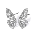 Elegant silver butterfly stud earrings with sparkling cubic zirconia hollow design - Silver