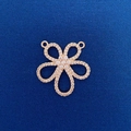 Elegant gold-plated flower pendant with sparkling cubic zirconia on blue background - Five-petal Flower Pave Zircon Pendant (739)