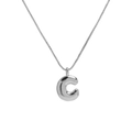 Polished silver balloon bubble letter C pendant necklace with refined box chain design - Necklace C