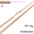 Sleek 4mm rose gold stainless steel snake bone necklace with polished metal finish - Rose Gold 4mm Width 550mm Length(KN203532-Z)