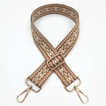 Bandoulière rétro à motifs losanges géométriques, 3,8 cm de large, boucles dorées - Fermoir en Argent / Brun Clair