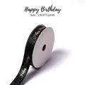 1.5cm black satin ribbon with gold Happy Birthday foil print for gift wrapping - Happy Birthday (1.5cm*5 Yards) / Black