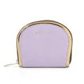 Lavender crocodile embossed PU leather coin purse with gold trim and zip closure - Purple