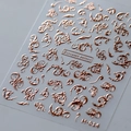 Stickers ongles 3D autocollants or rose avec motifs de vigne baroques modèle M-014 - Motif Européen - Or Rose (M-014-Or Rose)