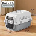 Grey pet travel carrier in size M with metal door and 51x31x35cm dimensions - Transport Style M Size Under 10 lbs / Elegant Grey