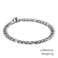 Silver Figaro chain bracelet in stainless steel, measuring 200x5mm and weighing 7g - Steel Color Figaro Chain (KB126629-Z)