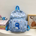 Blue children's dinosaur backpack with cloud prints and large dinosaur front pocket - Bright Blue Cartoon Dinosaur Style (Style 7)