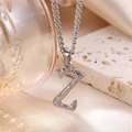 Minimalist silver letter Z pendant necklace with industrial textured finish for women - Steel Letter Z (Pendant Only)