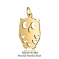 Golden owl stainless steel pendant for jewelry making 13.5x24mm DIY accessory - Owl-Gold (13.5x24mm) / 5 Pcs/Pack