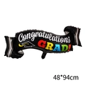 Aluminum graduation banner balloon with Congratulations Grad text and mortarboard design - Graduation Banner Foil Balloon